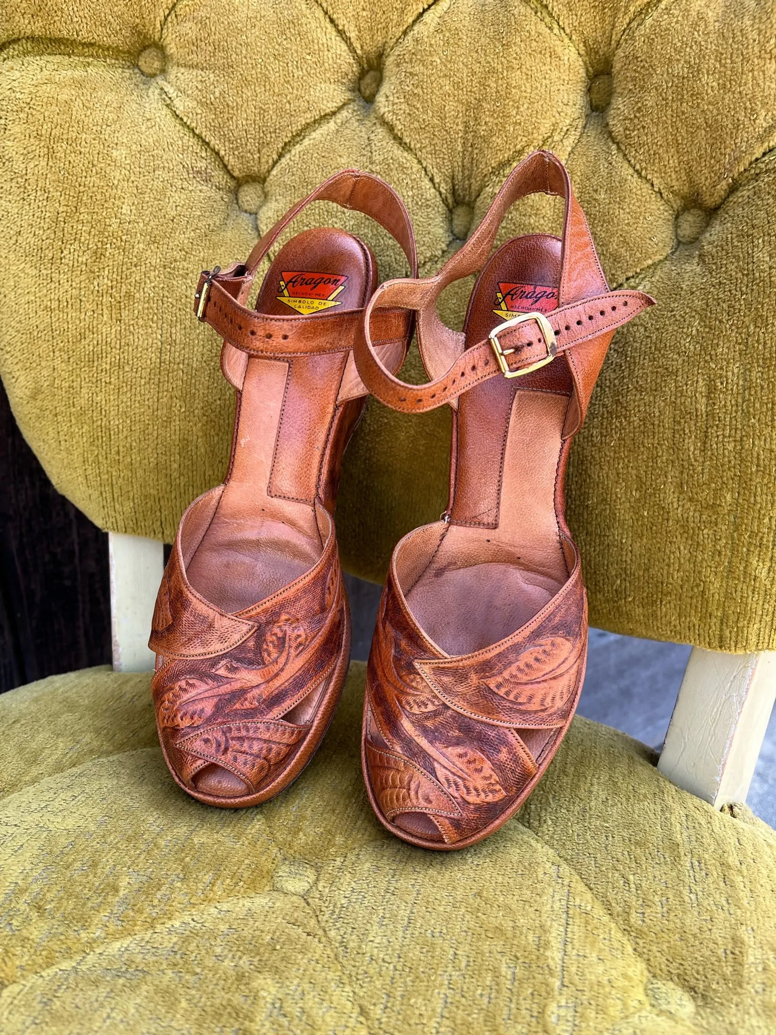 1940s Tooled Mexican Wedges