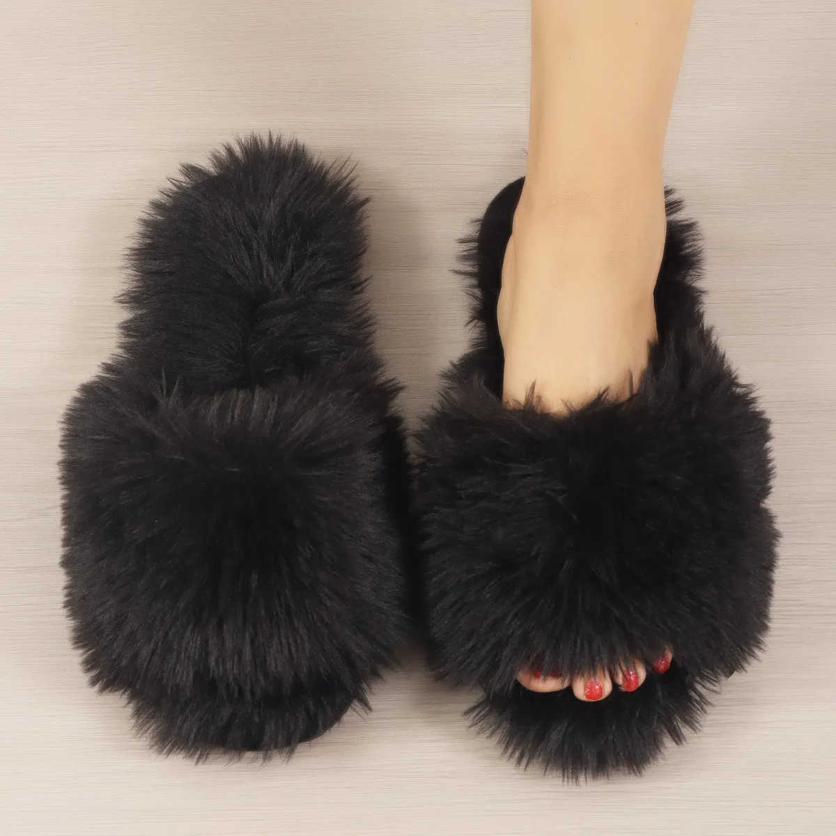 5.8CM FUR SLIPPERS FLATS