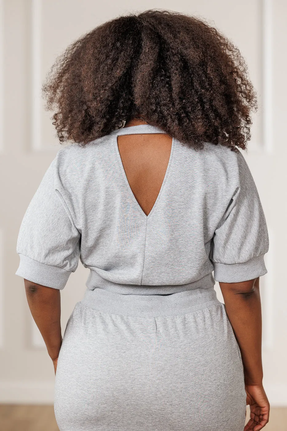Addison Keyhole Crop Top - Heather Grey