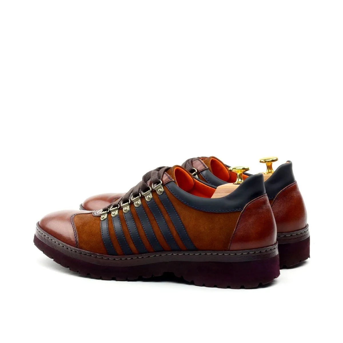 Ambrogio Men's Shoes Brown & Black Suede / Calf-Skin Leather Casual Sneakers (AMBS2042-RTW)