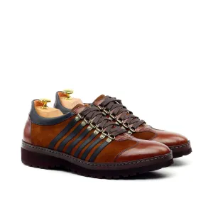 Ambrogio Men's Shoes Brown & Black Suede / Calf-Skin Leather Casual Sneakers (AMBS2042-RTW)