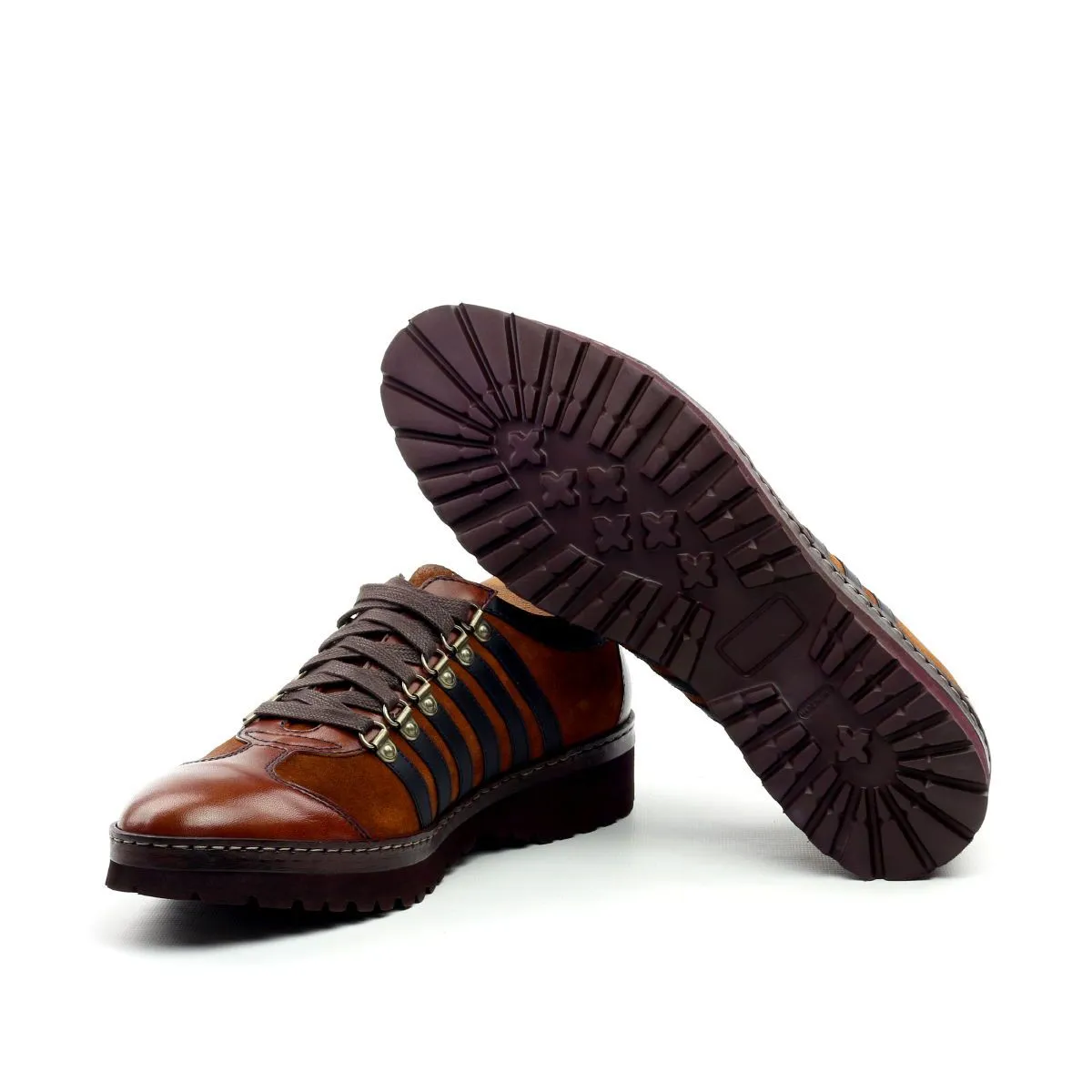 Ambrogio Men's Shoes Brown & Black Suede / Calf-Skin Leather Casual Sneakers (AMBS2042-RTW)