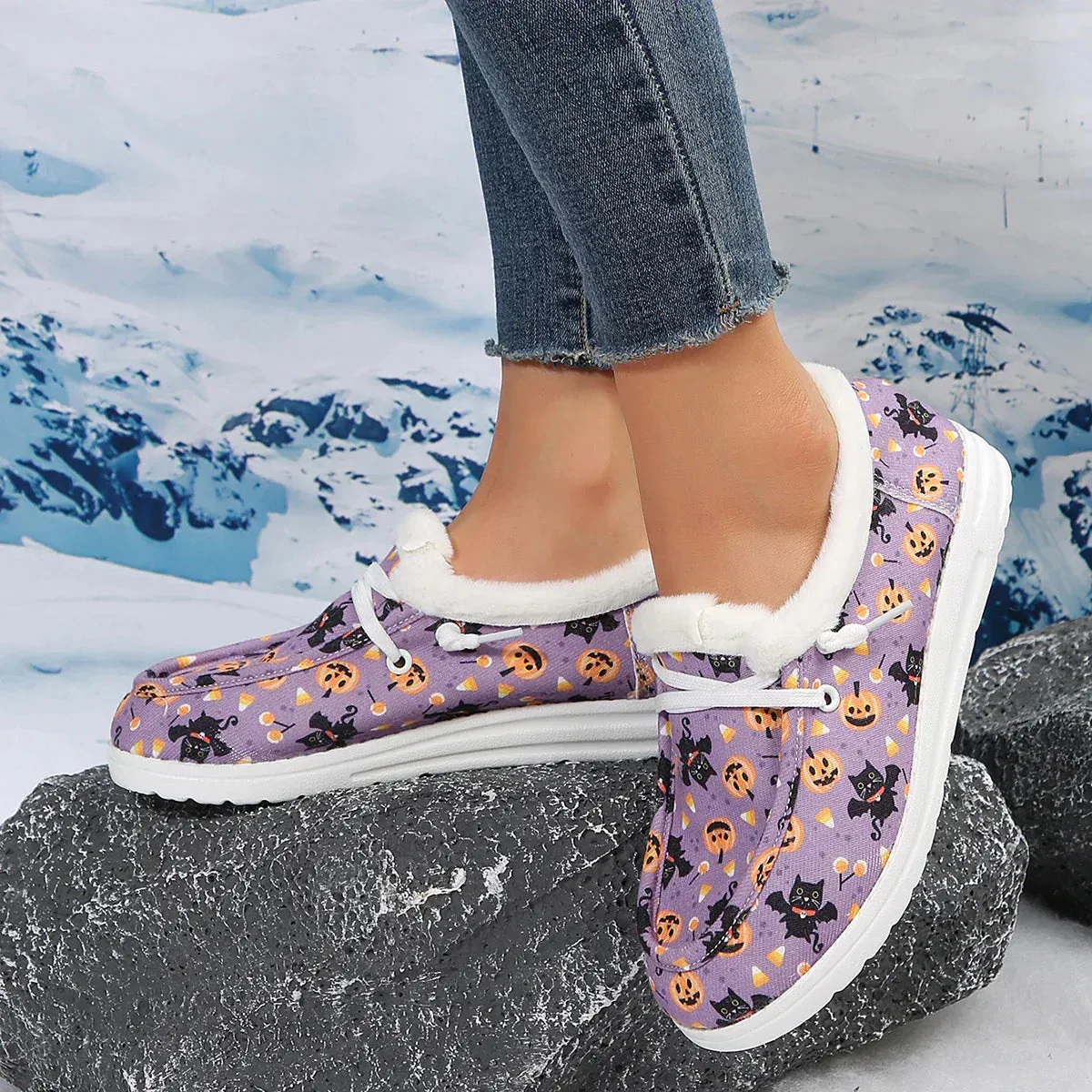 AMOZAE- - Warm Plush Print Flats