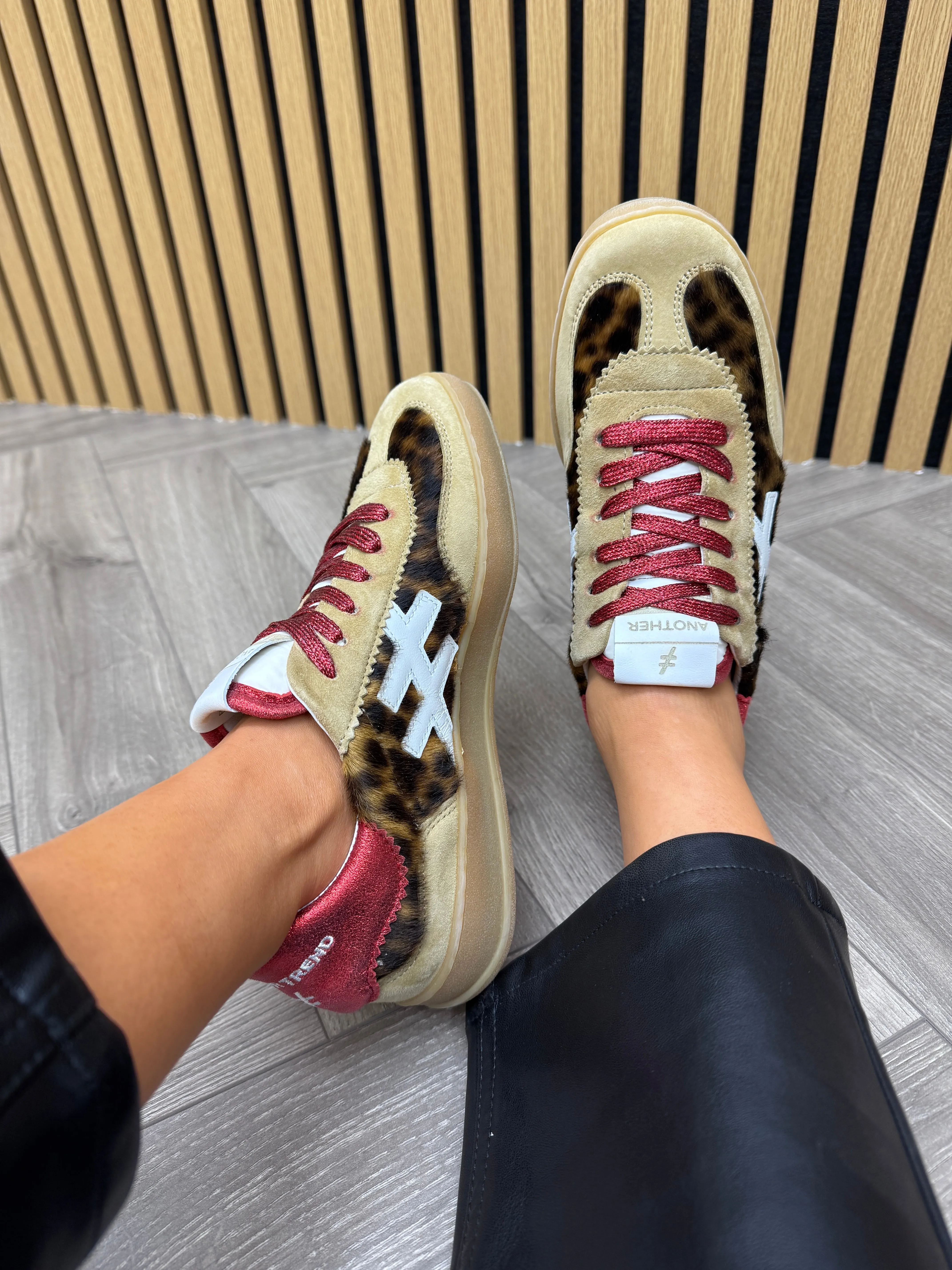 Another Trend (SS25) Gum Sole Trainer With Leopard Print A032 7902 - Camel *LEOPARD* (AT16)