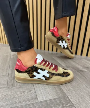 Another Trend (SS25) Gum Sole Trainer With Leopard Print A032 7902 - Camel *LEOPARD* (AT16)