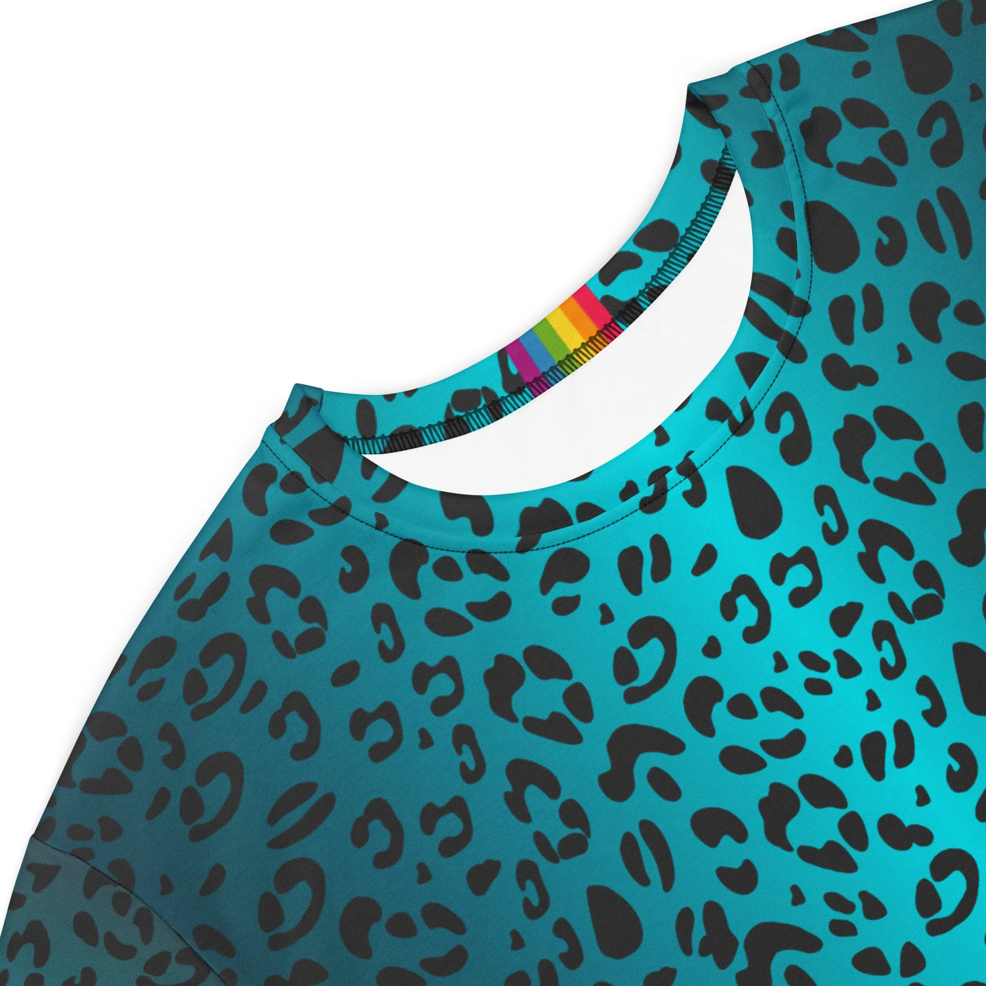 Aqua Leopard Print T-shirt Dress
