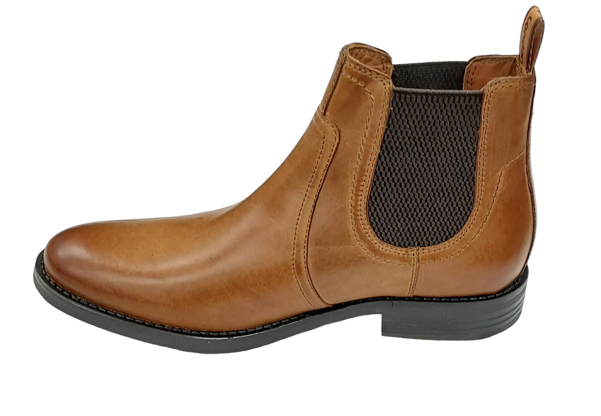 Base London Bateman Leather Pull Up Chelsea Boot - Tan