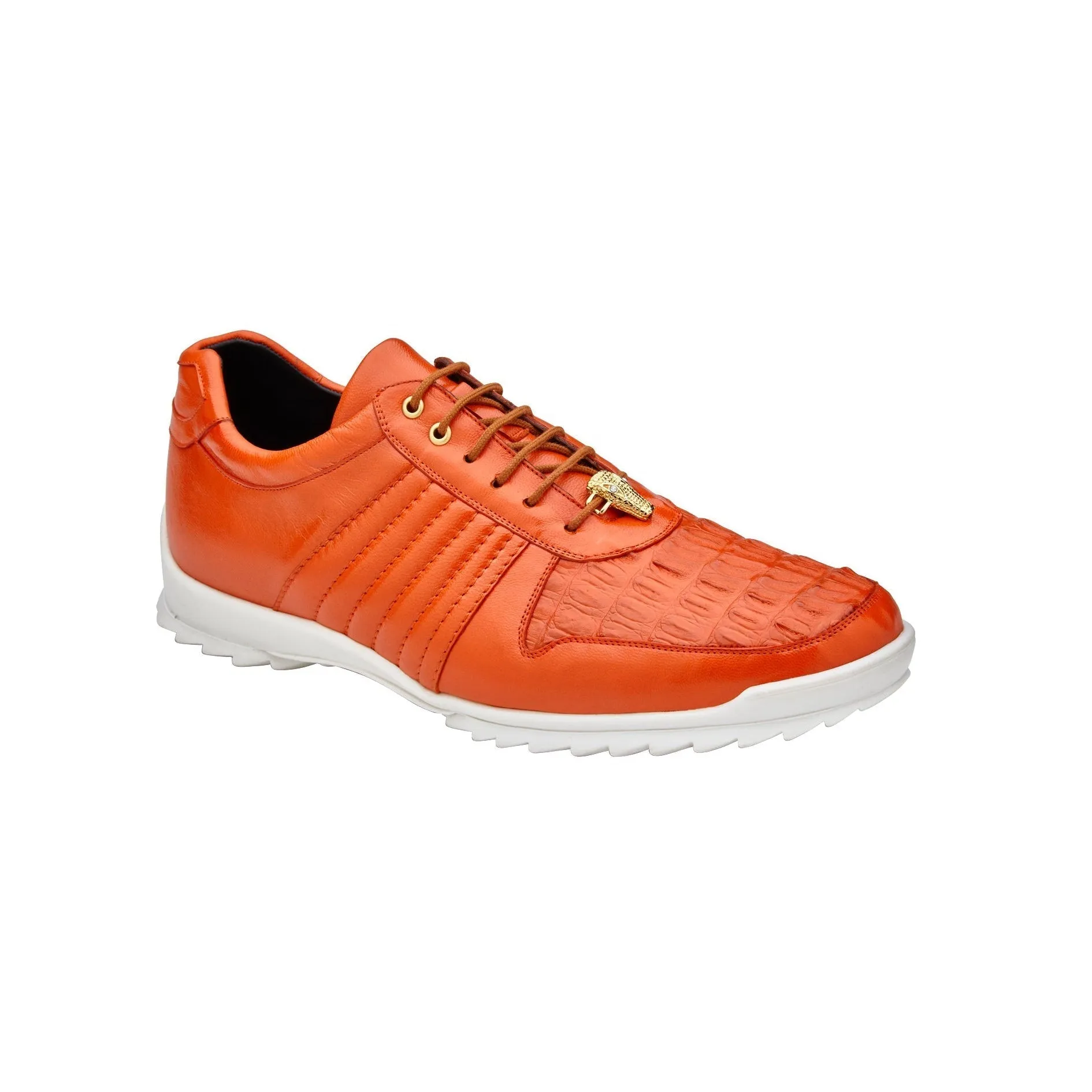 Belvedere Astor 33599 Men's Shoes Orange Exotic Crocodile / Calf-Skin Leather Casual Sneakers (BV3093)