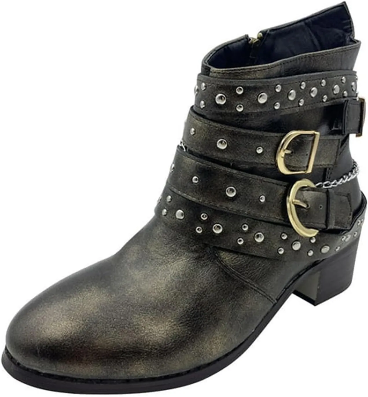 Black Boots for Women Ankle BootAnkle Booties for Women Flat Boots Women Womens Hiking Boot Flat Heel Closed Toe Chunky Block Heel Side Zipper Pointd Toe