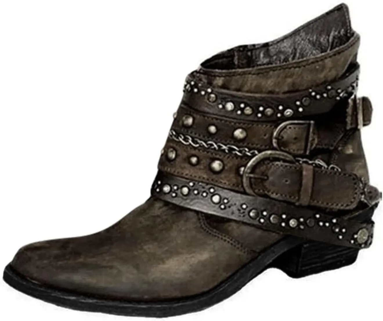 Black Boots for Women Ankle BootAnkle Booties for Women Flat Boots Women Womens Hiking Boot Flat Heel Closed Toe Chunky Block Heel Side Zipper Pointd Toe