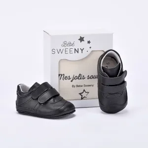 Black Leather Pre-walker Trainers
