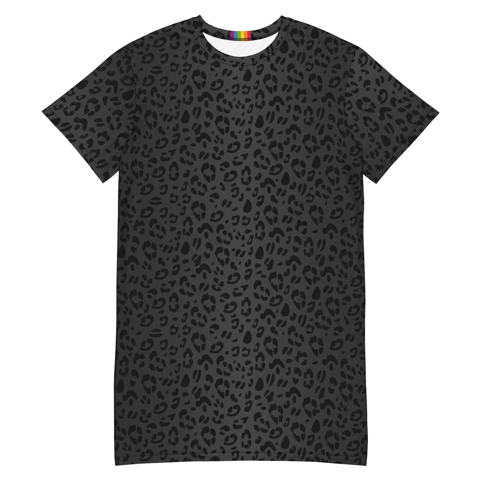Black Leopard Print T-shirt Dress