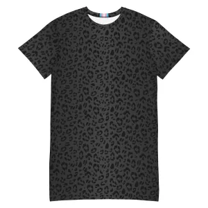 Black Leopard T-shirt Dress With Trans Collar Flag