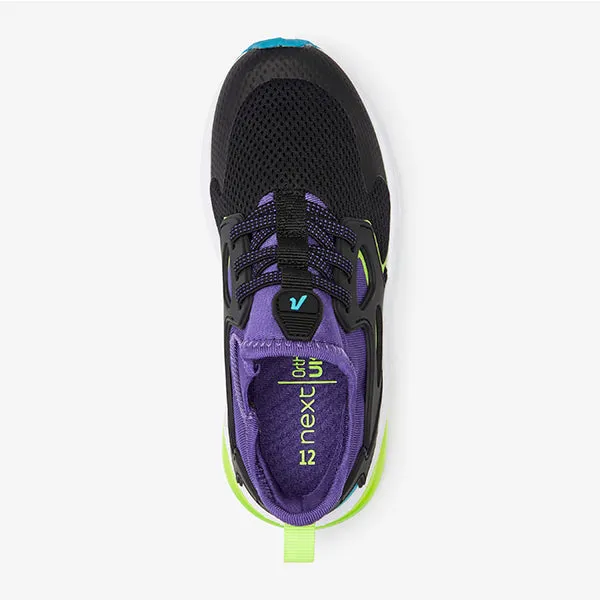 Black/Lime/Purple Elastic Lace Trainers (Older Boys)