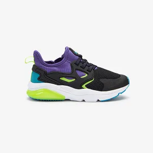 Black/Lime/Purple Elastic Lace Trainers (Older Boys)