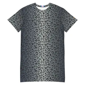 Blue Leopard Print T-Shirt Dress With Trans Collar Flag