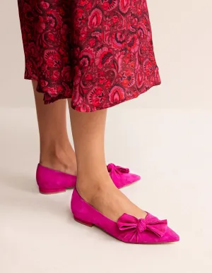 Bow Ballet Flats-Vibrant Plum Suede