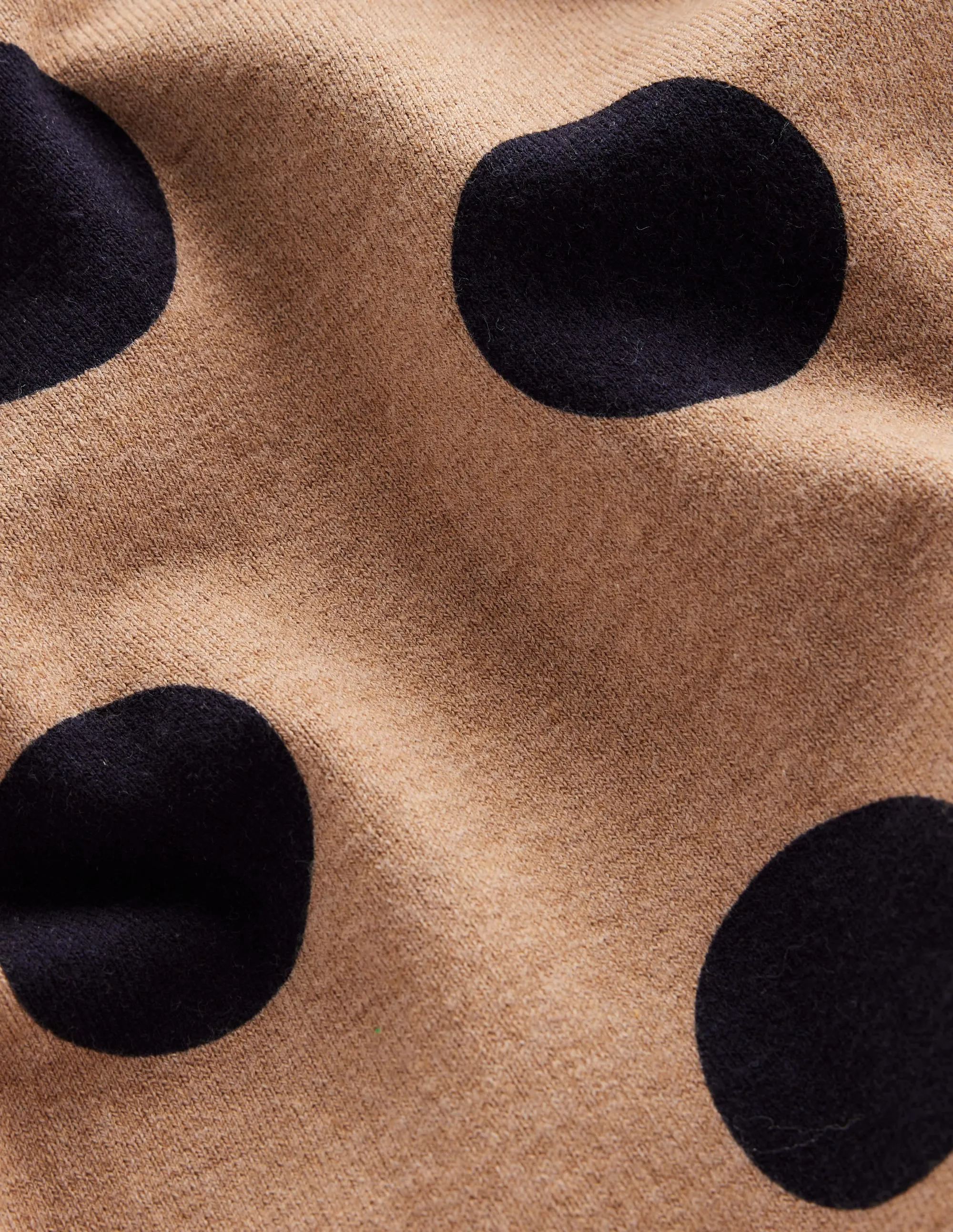 Catriona Cotton Crew Jumper-Camel Melange, Abstract Dot