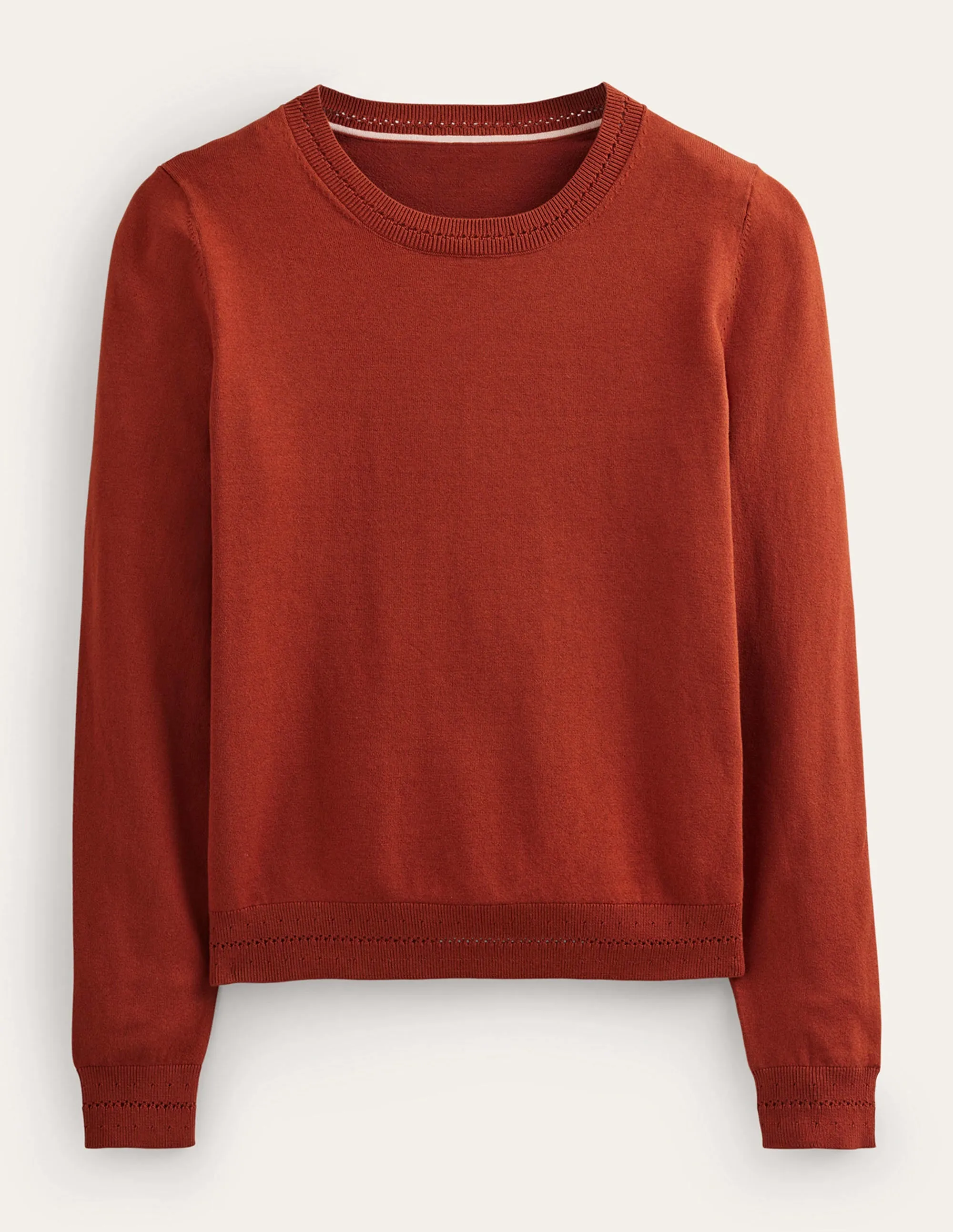 Catriona Cotton Crew Jumper-Chestnut Brown