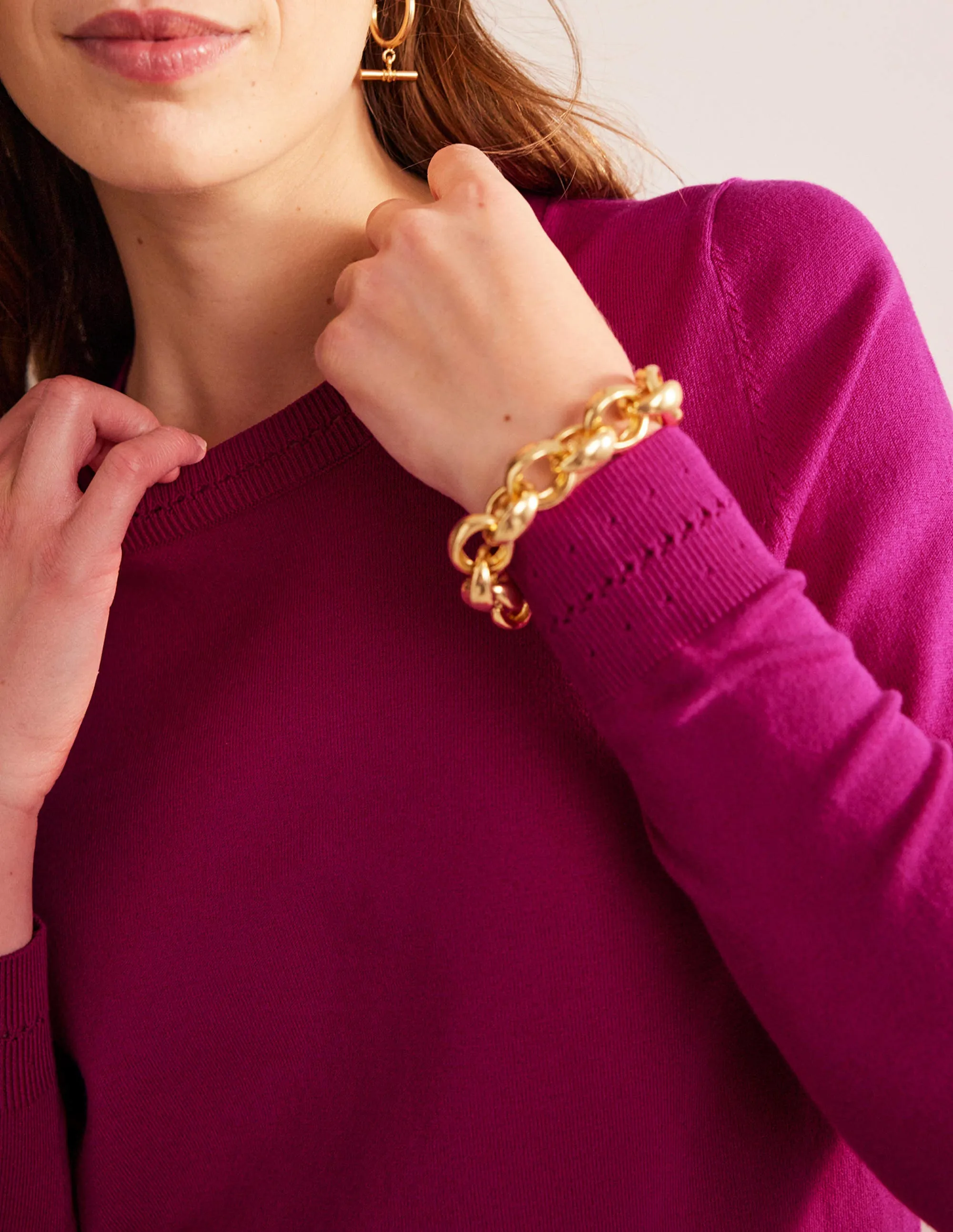 Catriona Cotton Crew Jumper-Festival Fuchsia