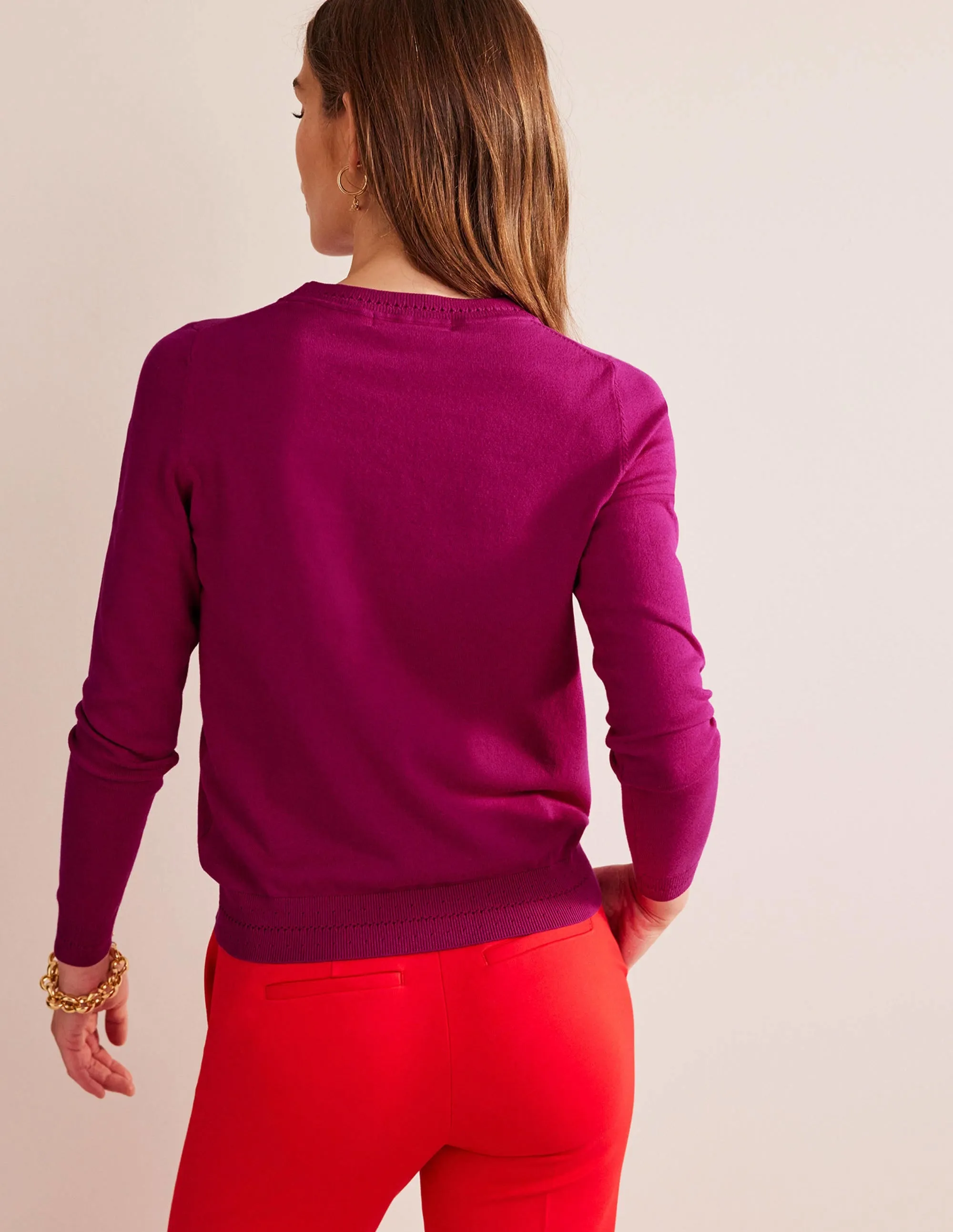 Catriona Cotton Crew Jumper-Festival Fuchsia