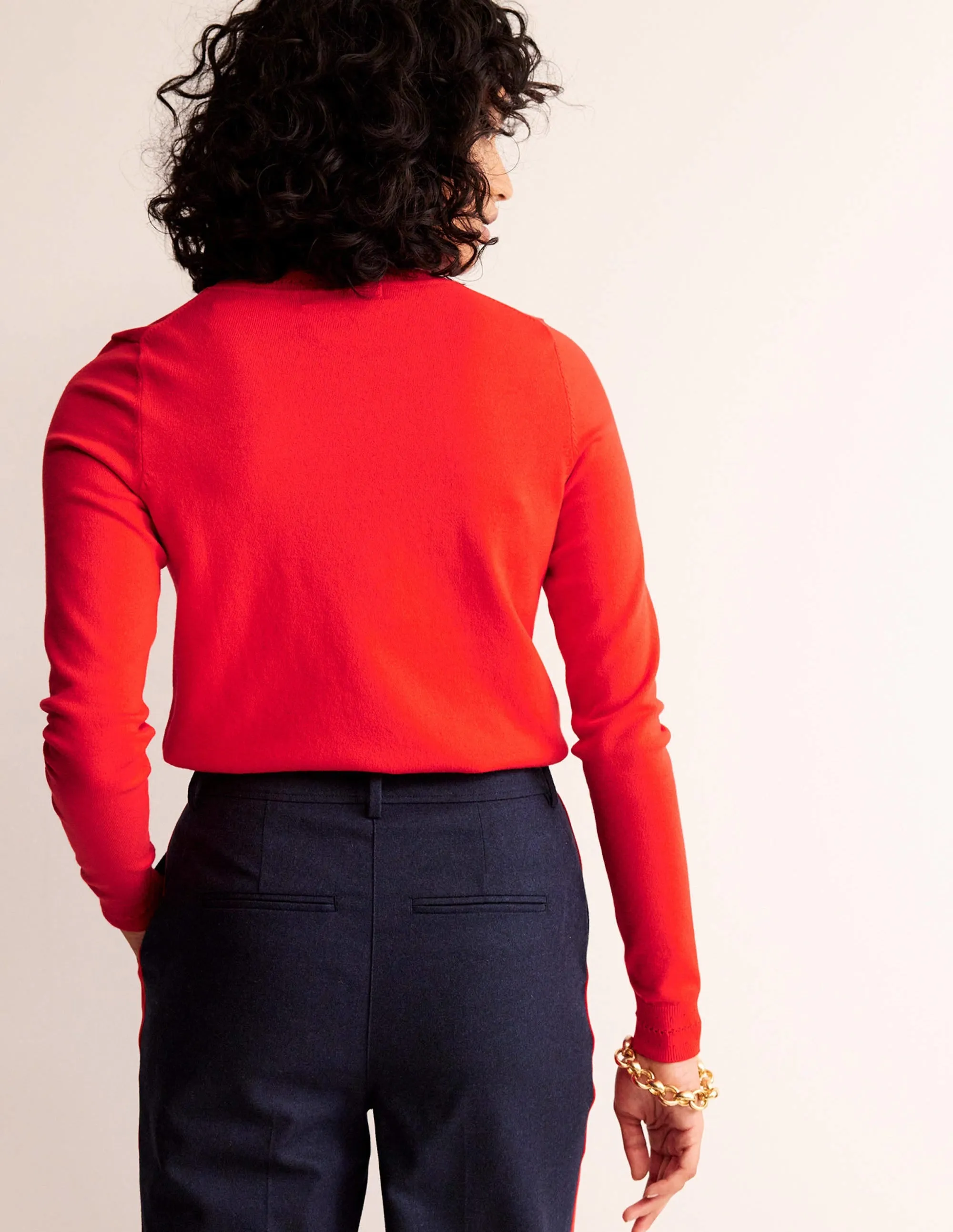 Catriona Cotton Crew Jumper-Flamenco Red