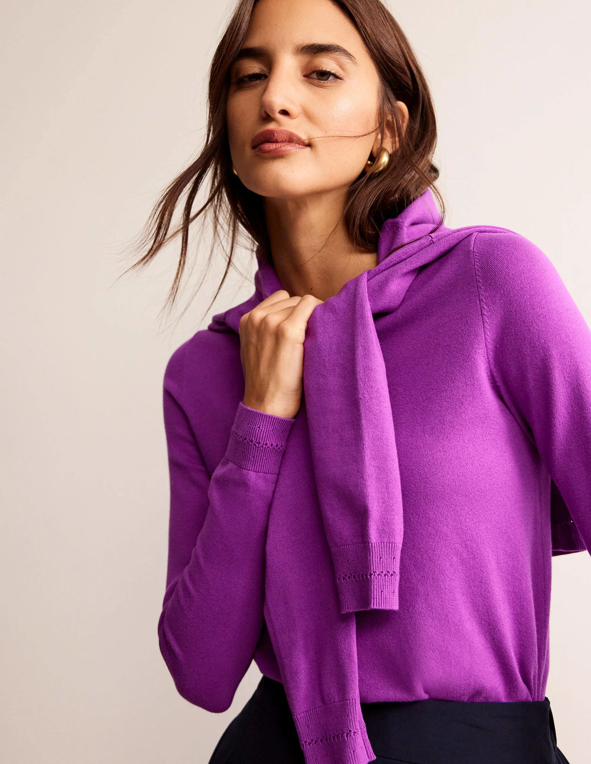 Catriona Cotton Crew Jumper-Jewel Purple
