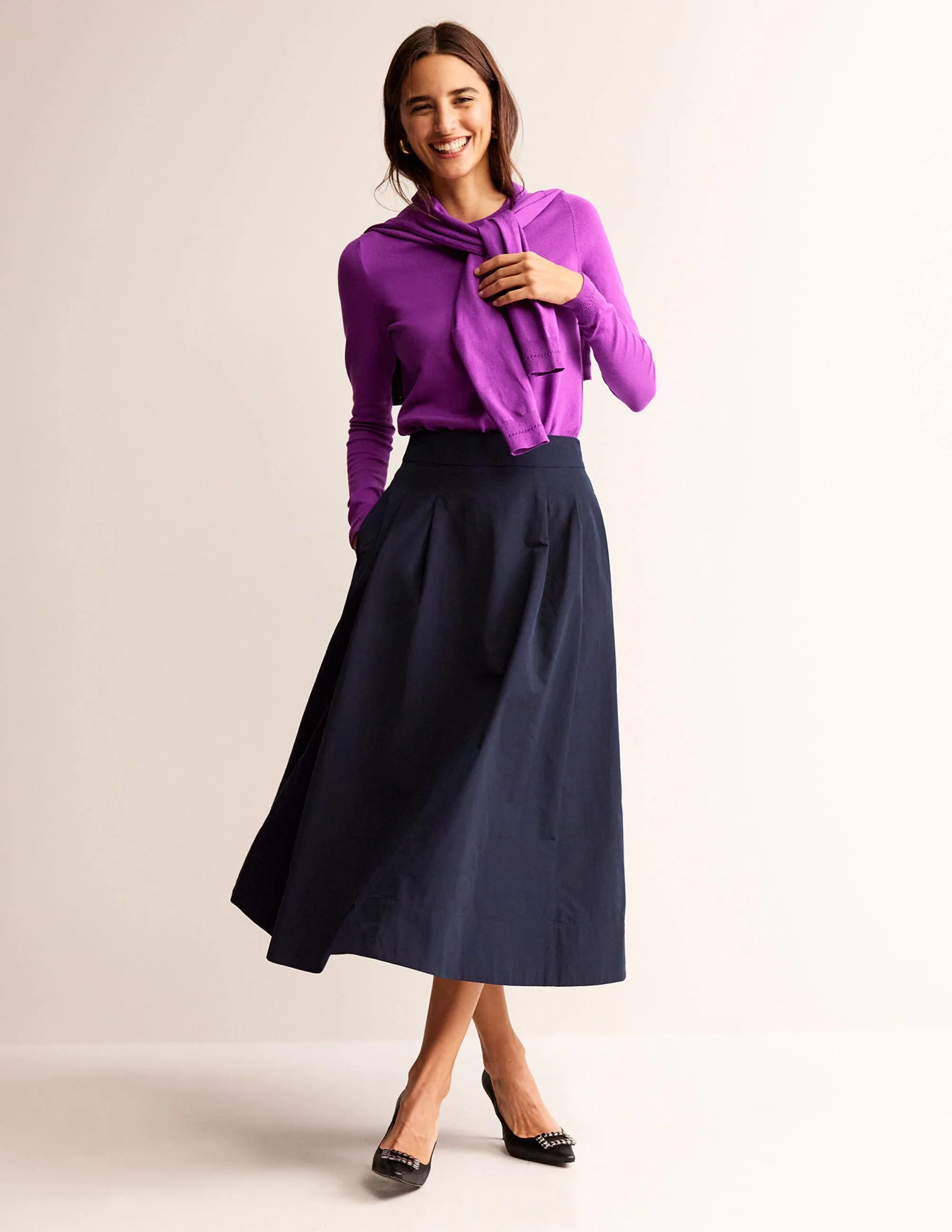Catriona Cotton Crew Jumper-Jewel Purple