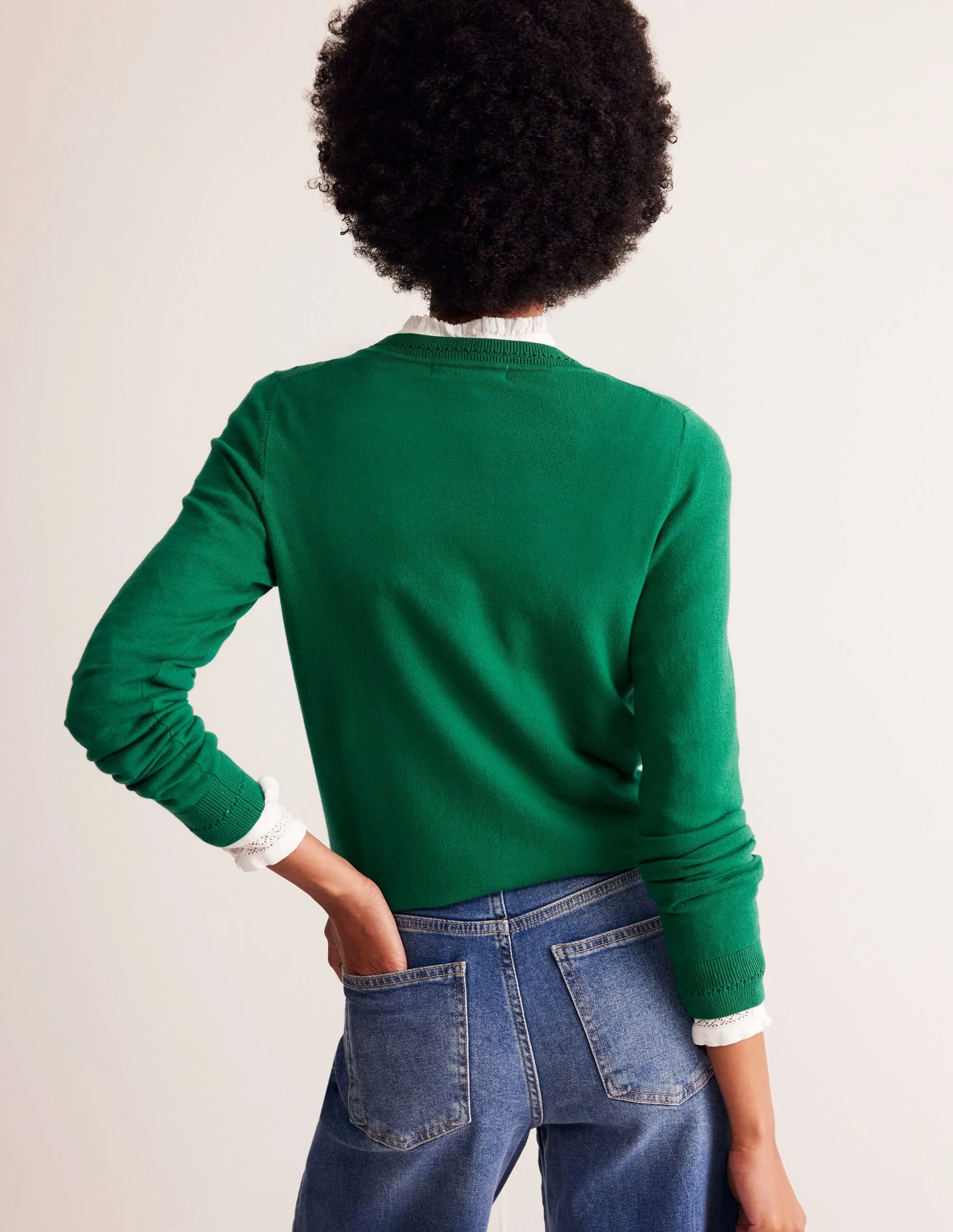 Catriona Cotton Crew Jumper-Malachite Green