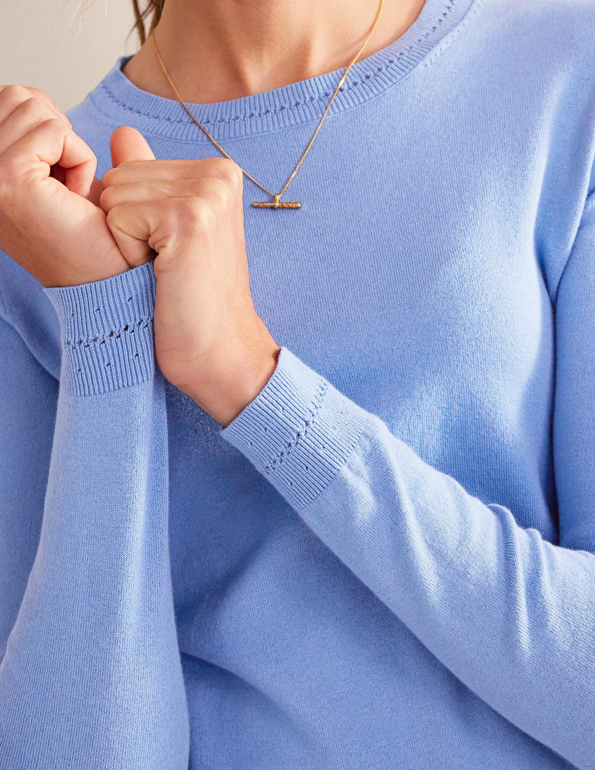 Catriona Cotton Crew Jumper-Marina