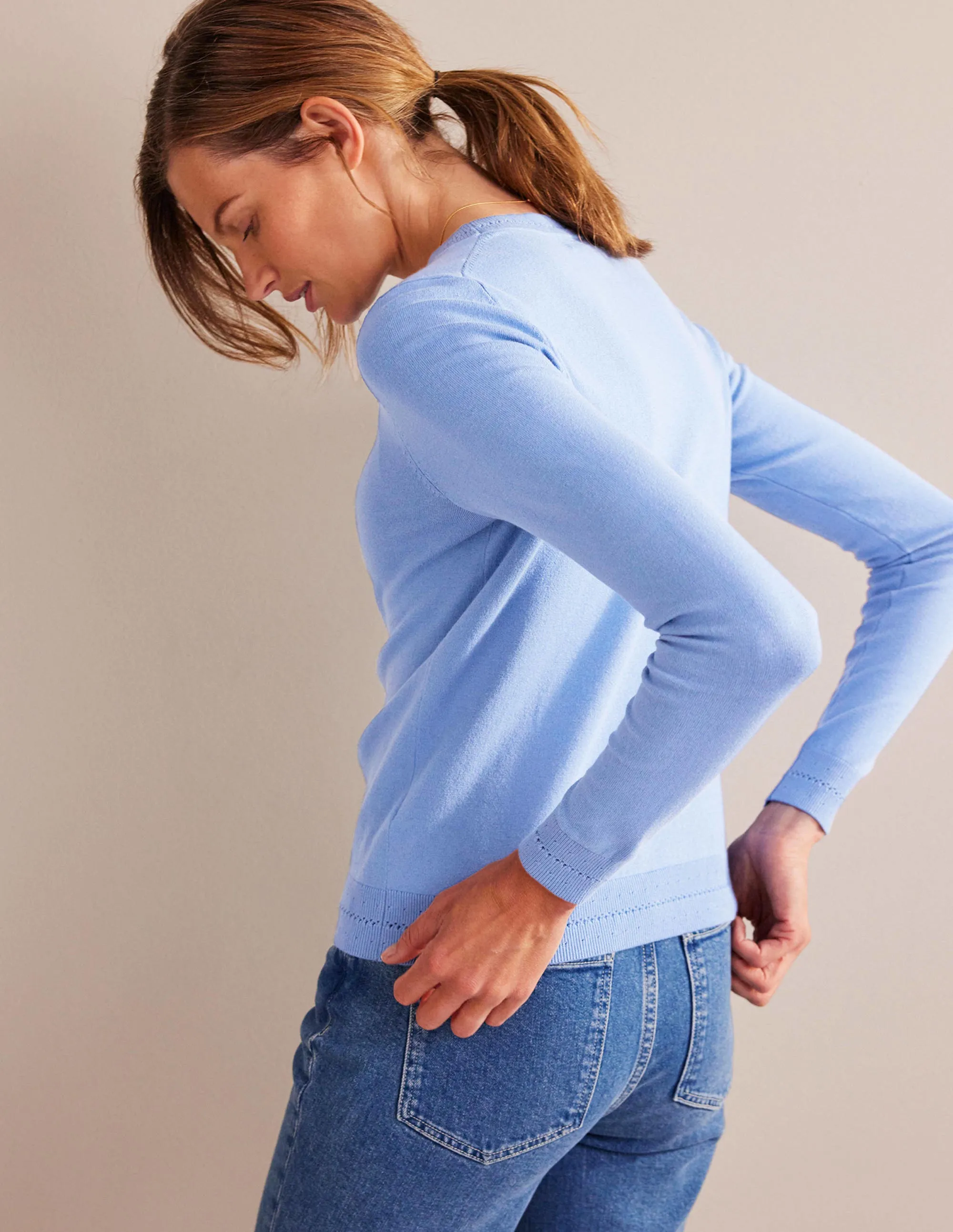 Catriona Cotton Crew Jumper-Marina