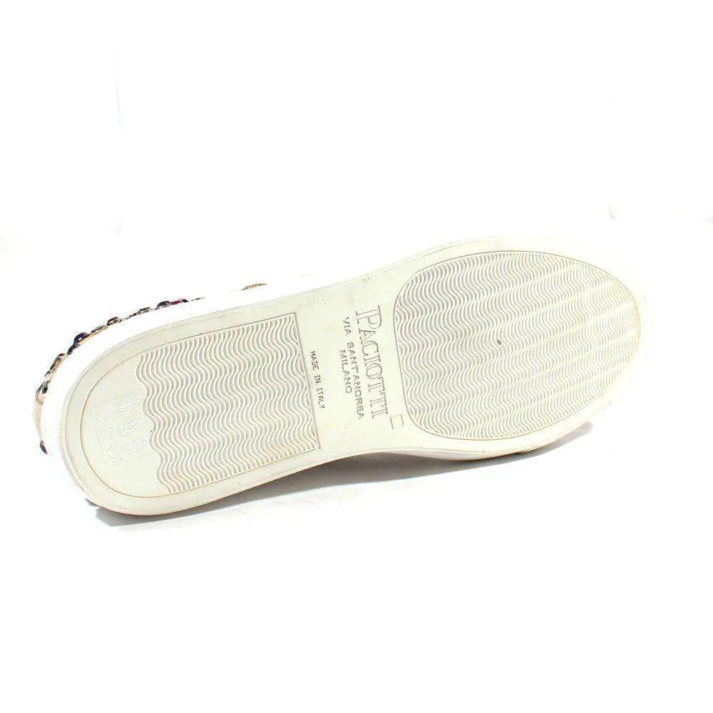 Cesare Paciotti Luxury Italian Men's Designer Shoes Cam Sasson Calf Bianco Leather Sneakers (CPM2431)