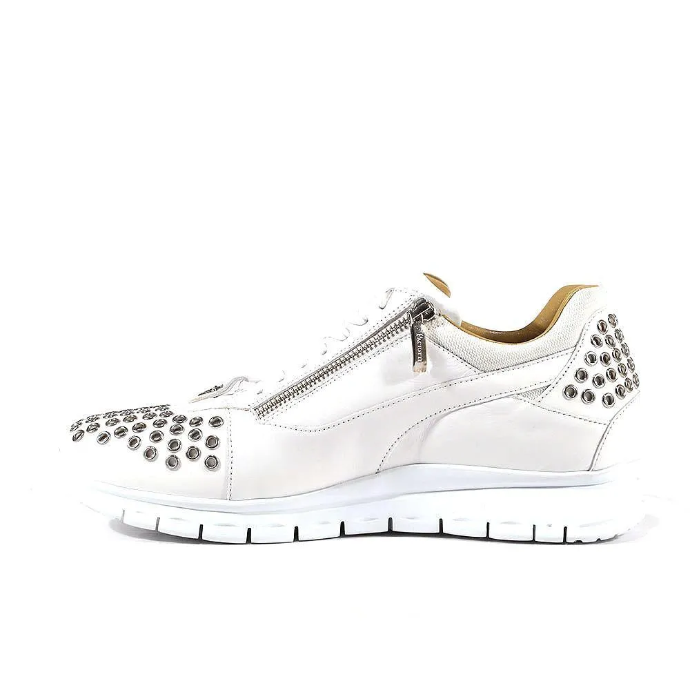 Cesare Paciotti Luxury Italian Men's Designer Shoes Dan Calf Bianco Dallas White Leather Sneakers (CPM3144)