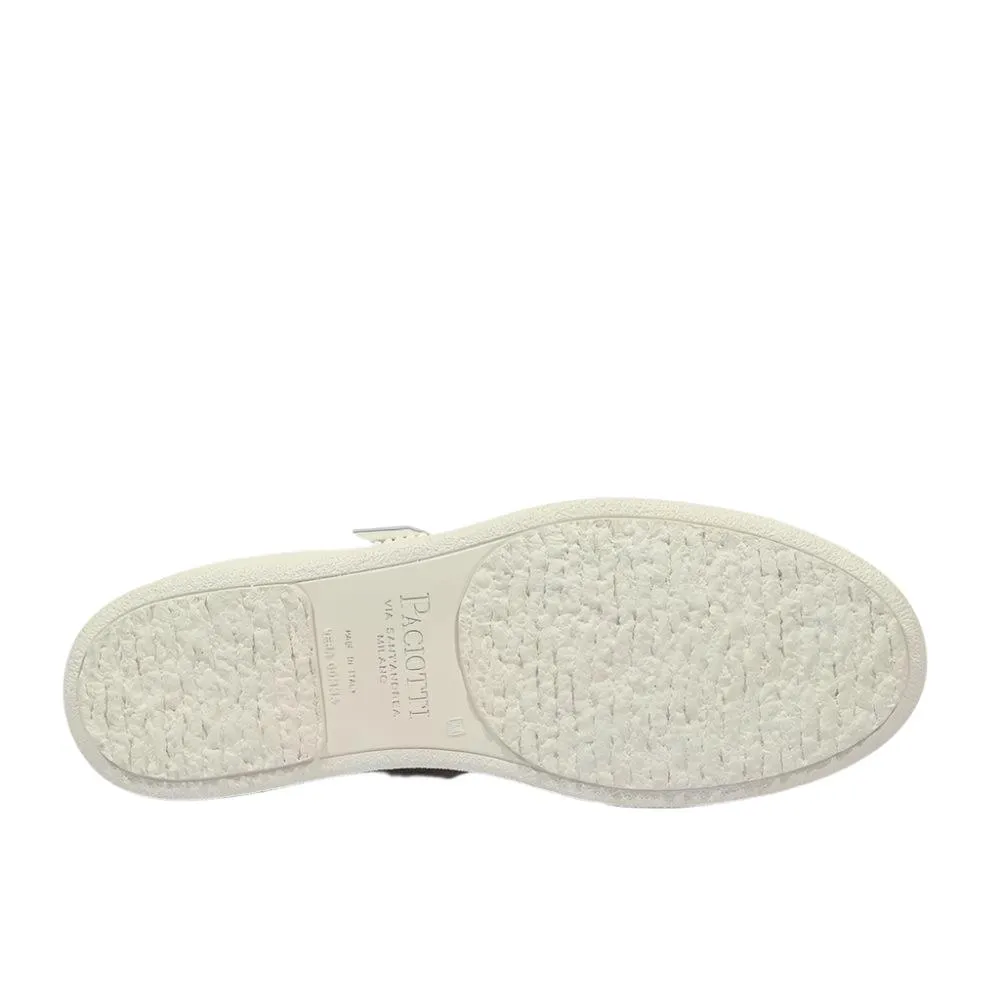 Cesare Paciotti Luxury Italian Men's Wimbledon Nappa Bianco Patent White Green Sneakers (CPM5120)