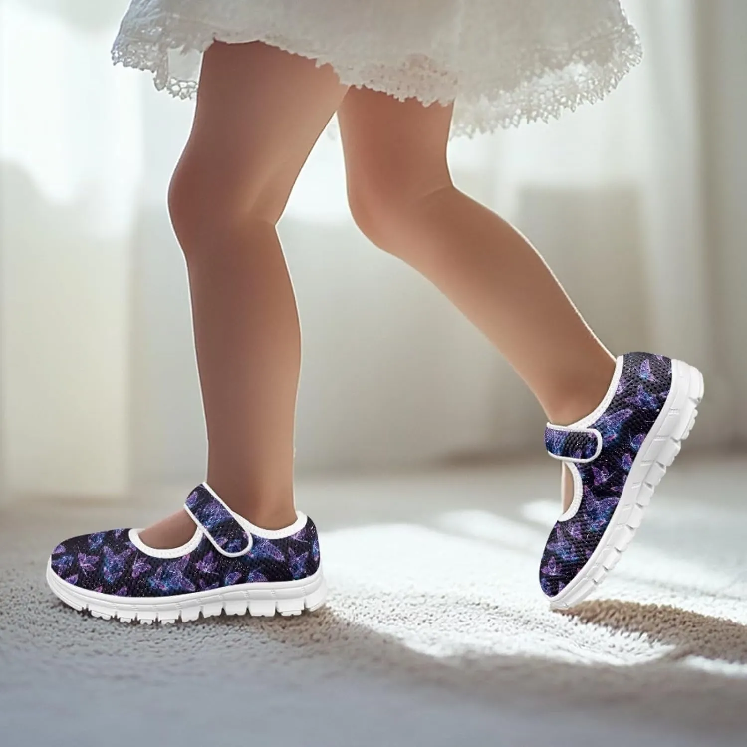 chaqlin Kids Strap Casual Shoes Girls Lightweight Mary Jane Shoes Breathable Non Slip Sports Sneakers for School