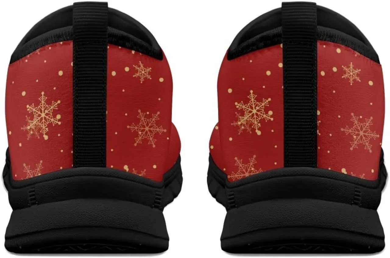 Christmas Sneakers for Women Casual Slip On Cozy Low Top Sneakers Lightweight Non-Slip Holiday Walking Shoes for Teen Girls US 5.5-11.5