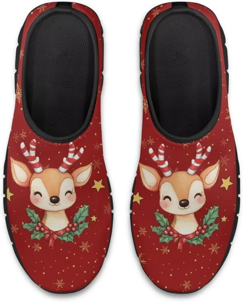 Christmas Sneakers for Women Casual Slip On Cozy Low Top Sneakers Lightweight Non-Slip Holiday Walking Shoes for Teen Girls US 5.5-11.5