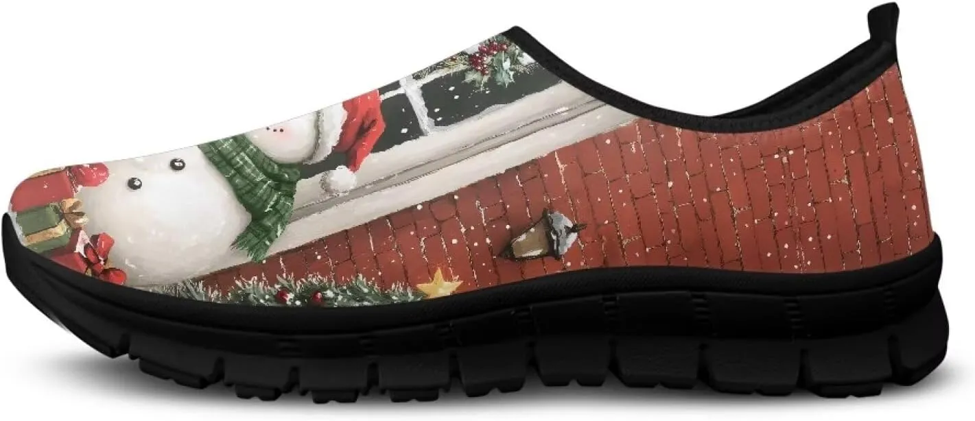Christmas Sneakers for Women Cozy Low-Top Hands Free Casual Anti-Skid Sneakers Slip On Lightweight Travel Shoes for Teen Girls US 5.5-11.5
