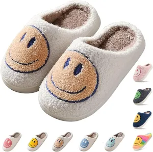Cute Smile Face Kids' Plush Happy Face Slippers - Non-Slip, Warm, Indoor/Outdoor