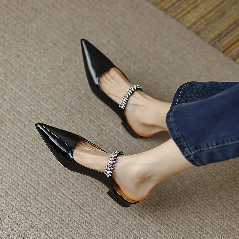 Danni Pointy Toe Mules with Rhinestones