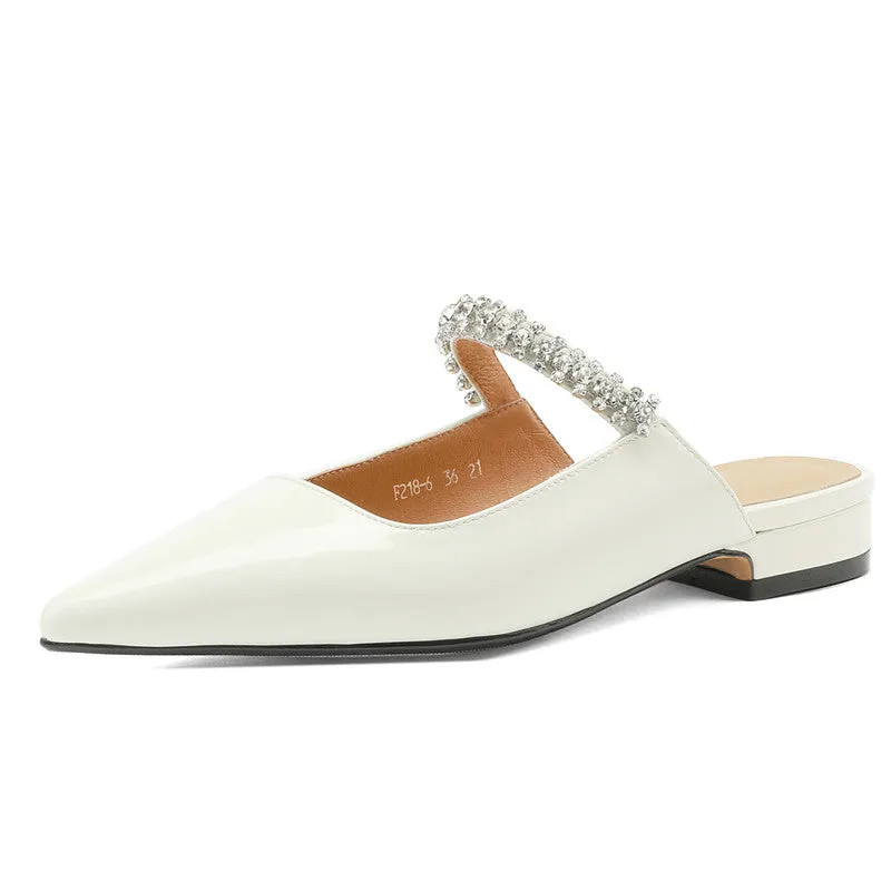 Danni Pointy Toe Mules with Rhinestones
