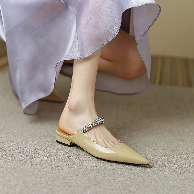 Danni Pointy Toe Mules with Rhinestones