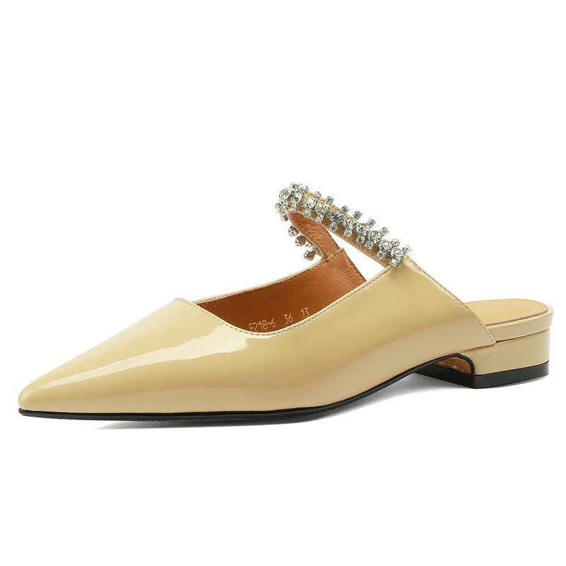 Danni Pointy Toe Mules with Rhinestones
