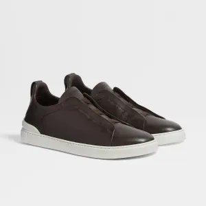 DARK BROWN TRIPLE STITCH™ SECONDSKIN SNEAKERS