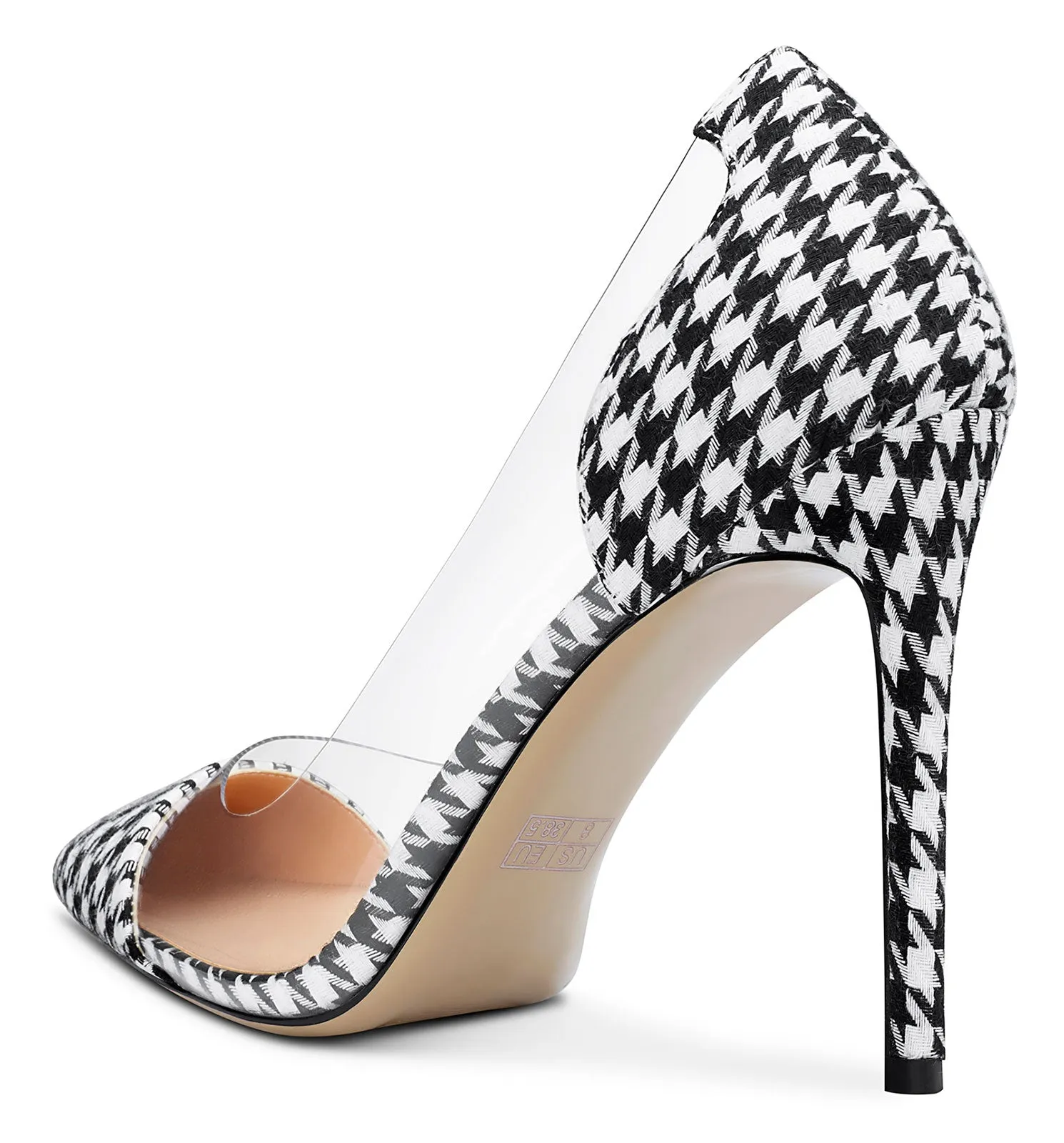 DearOnly Women's High Heels Transparent Clear Pumps Slip On Sexy Pointed Toe Stilettos 4 Inch Colorful Glitter Heel