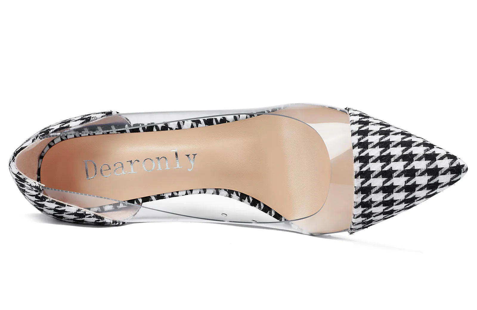 DearOnly Women's High Heels Transparent Clear Pumps Slip On Sexy Pointed Toe Stilettos 4 Inch Colorful Glitter Heel
