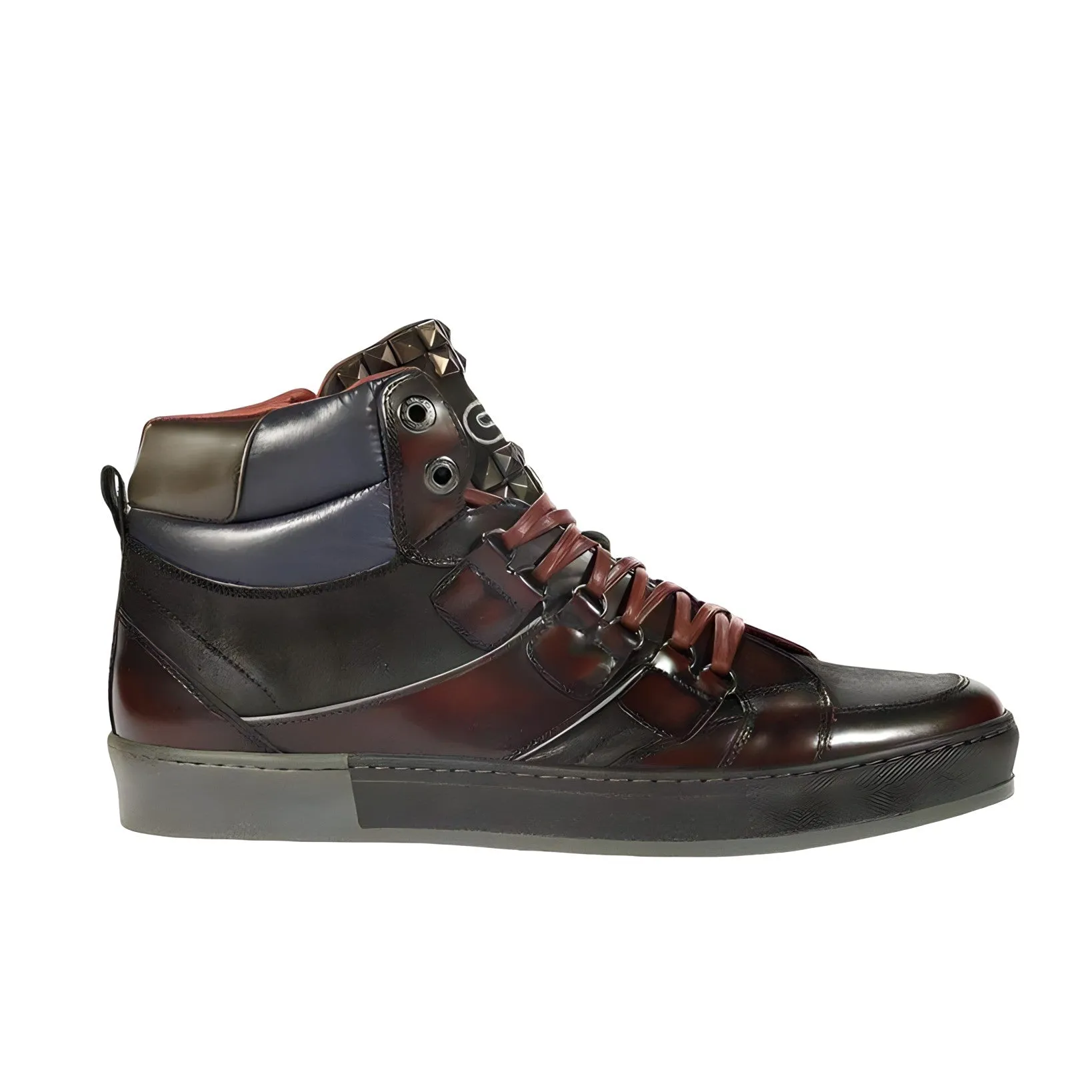 Dico by Corvari Mens Dover Bordo Burgundy Zippered High-Top Sneakers (COR1016)
