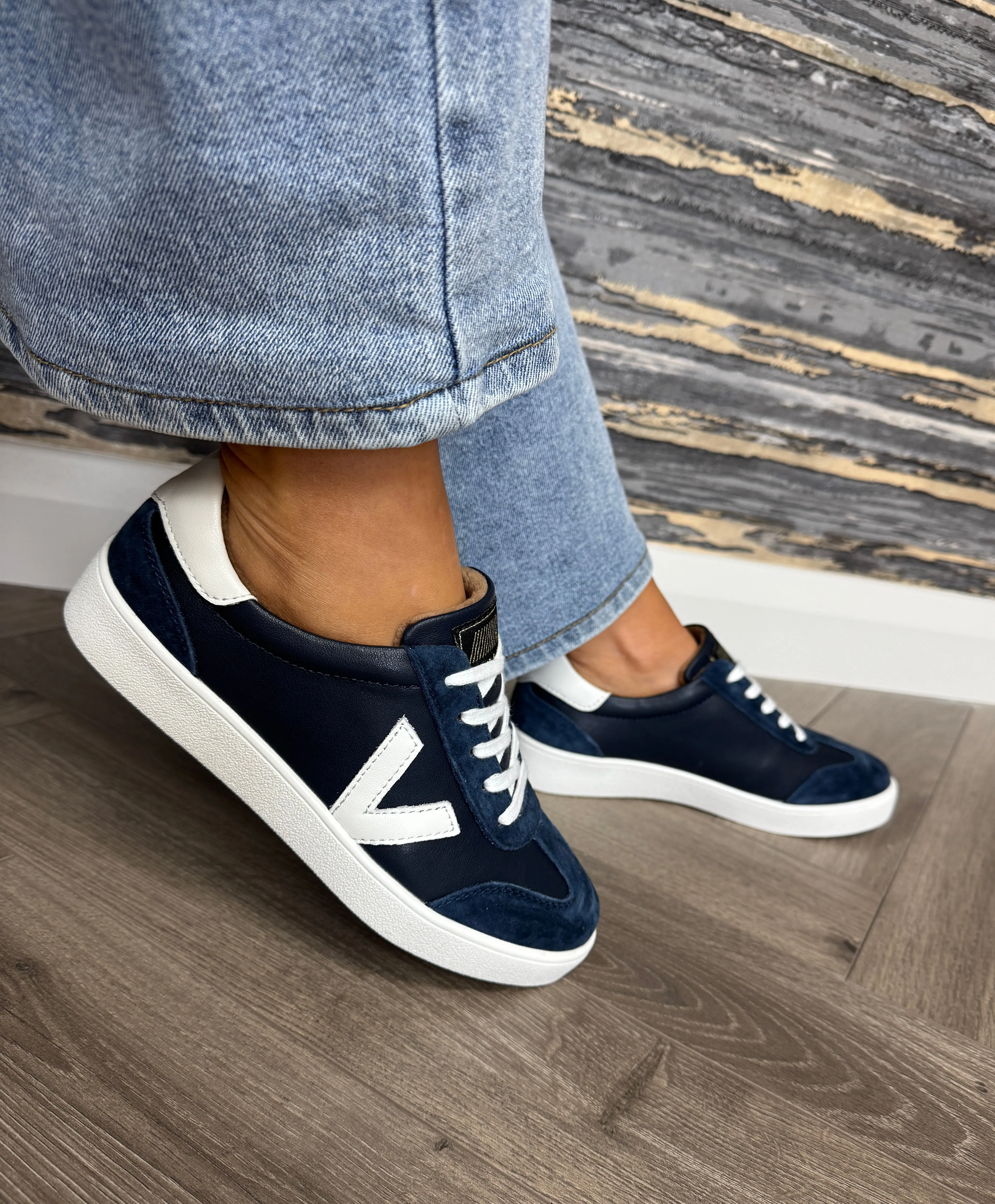 Drilleys (D31) ‘Fifty’ Trainer with Suede Inserts - Cobalt