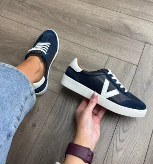 Drilleys (D31) ‘Fifty’ Trainer with Suede Inserts - Cobalt