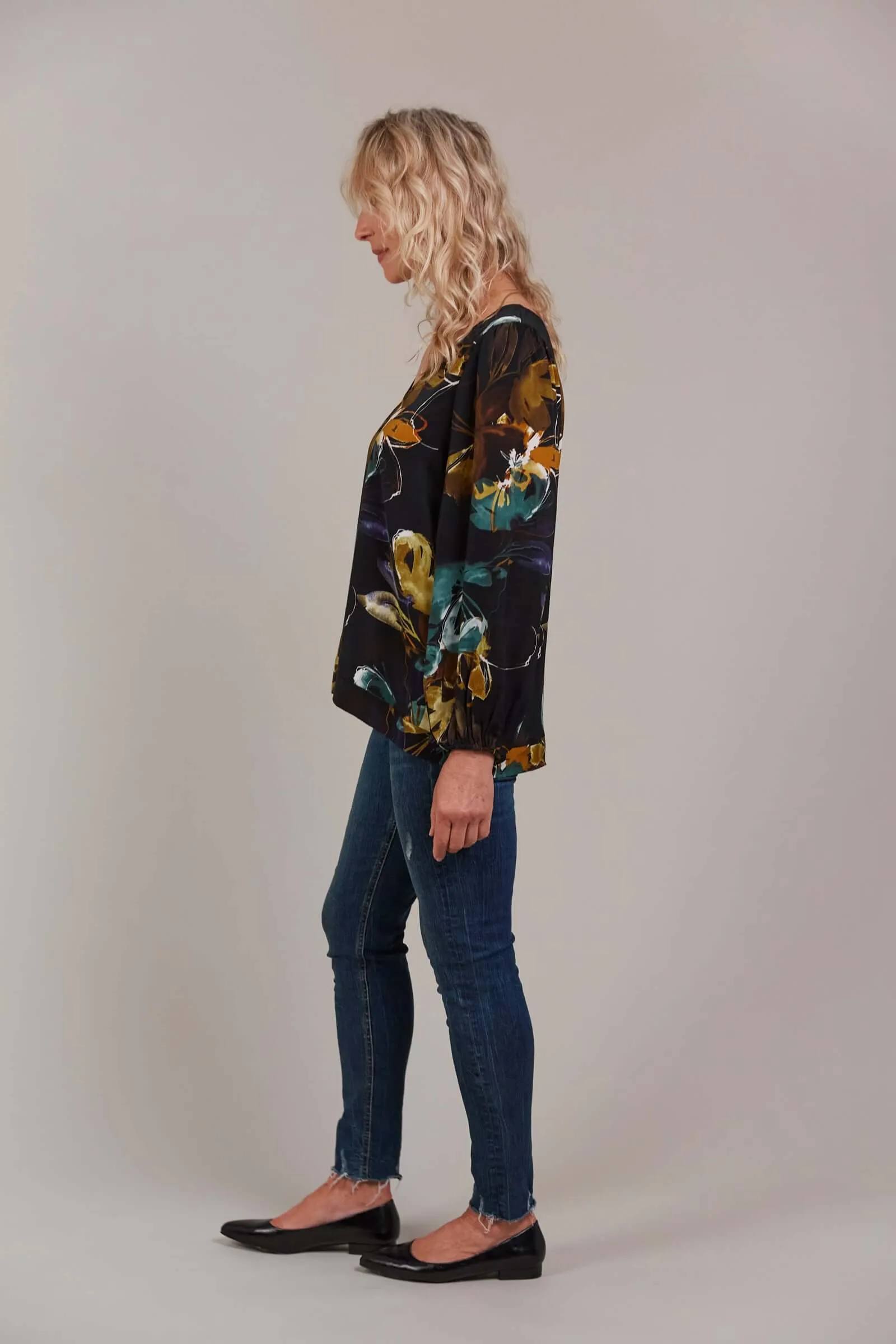 Eb & Ive Elsie Top in Botanical Black